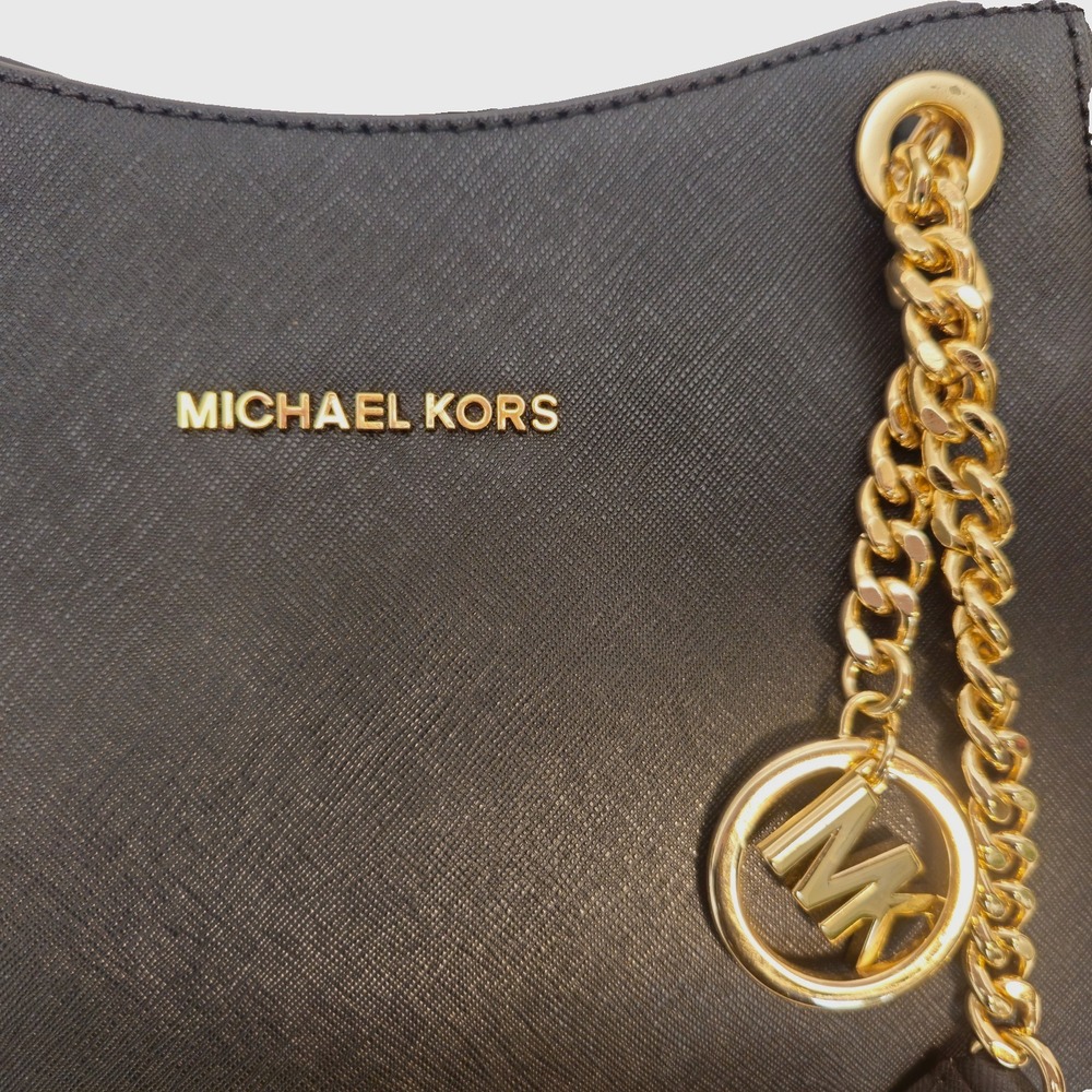 Michael Kors Jet Set Travel Tote Bag Large Chain Black Saffiano Leather NWT - Picture 8 of 16